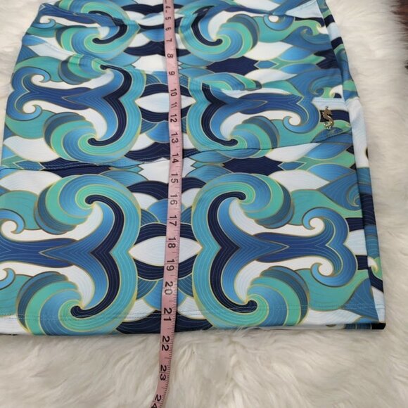 Skirdle "The Skinny Skirt" Classic Collection S Blue & Green Wave Pattern - Picture 11 of 12